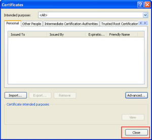 cac certificates window